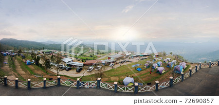 Panorama high view beautiful nature landscape of colorful sky during the sunrise from the campsite at Phu Thap Berk viewpoint, Panorama high view beautiful nature landscape of colorful sky during the sunrise from the campsite at Phu Thap Berk viewpoint, 72690857