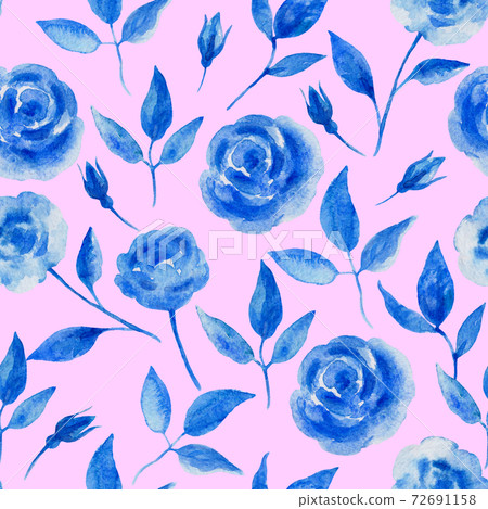 Vintage seamless pattern with blue roses and... - Stock Illustration ...