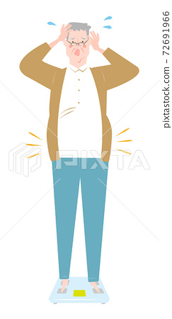 Weight Scale And Elderly Overweight Man Stock Illustration 72691966 Pixta