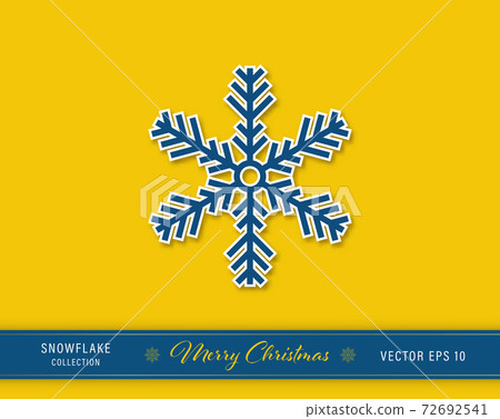 Beautiful two layers Christmas snowflake icon on yellow background 72692541