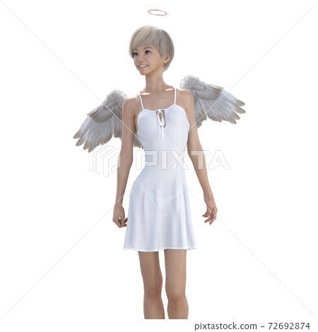 美腿天使燙髮3DCG插畫素材 72692874