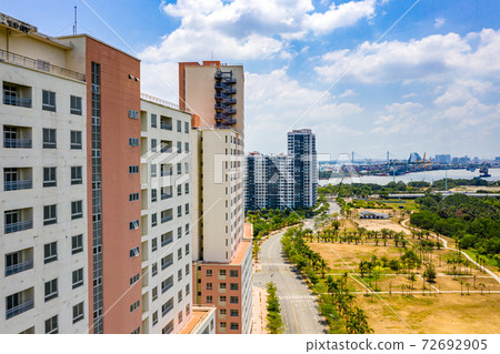 Apartment buildings and residential area in suburb Apartment buildings and residential area in suburb 72692905