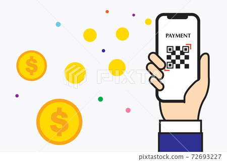 Cashless payment by QR code on your smartphone 72693227
