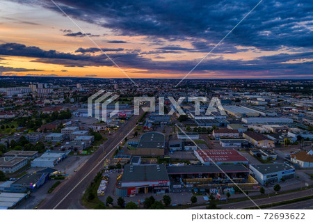 Dijon city townscape view under colorful nightfall summer sky 72693622