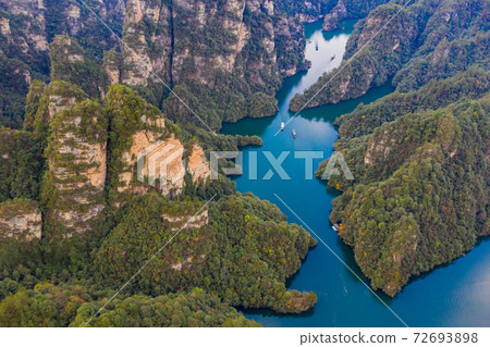 Amazing high angle view of beautiful Baofeng Lake in China Amazing high angle view of beautiful Baofeng Lake in China 72693898