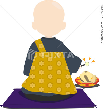 一個可愛的男孩，坐著，高呼（向後）的插圖 72693982