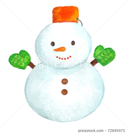 Cute watercolor snowman illustration 72695073