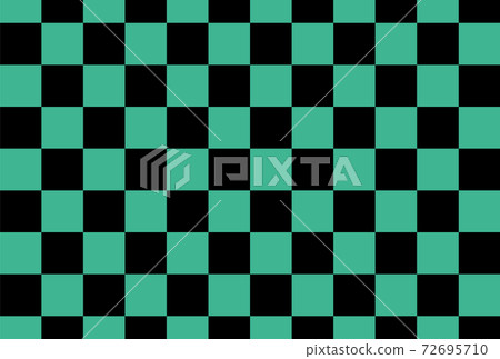 Japanese pattern tint block "checkered pattern" Japanese traditional pattern with Japanese modern taste of green and black-Auspicious pattern, celebration, manga image material 72695710