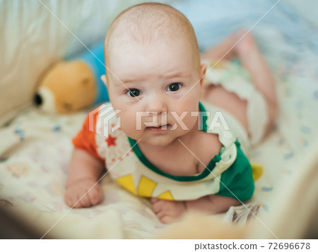 portrait of cute beautiful Caucasian baby boy 72696678