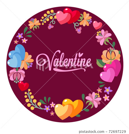 valentine love and flower wreath decoration valentine love and flower wreath decoration 72697229