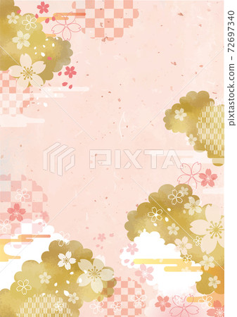Watercolor style Japanese paper and cherry blossom background material 72697340
