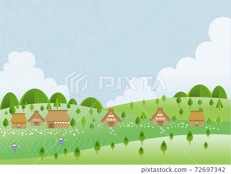 Background material of blue sky and old folk house 72697342