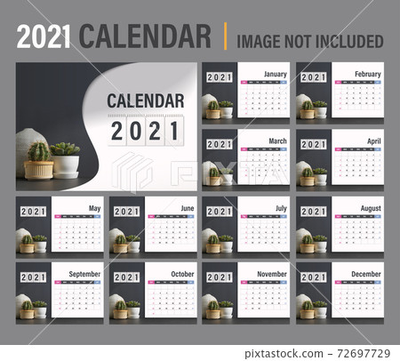 2021 calendar template. Calendar modern dark concept design. Set of 12 months 2021 pages 72697729