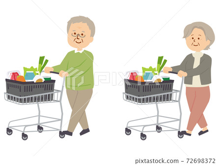 Illustration of seniors shopping 72698372