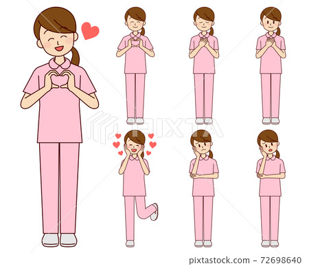 Female nurses in various poses 72698640