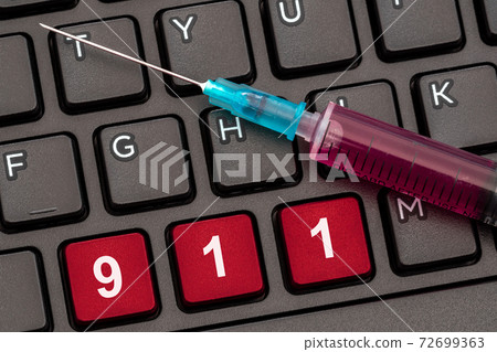 Keyboard with syringe and emergency number 911 Keyboard with syringe and emergency number 911 72699363