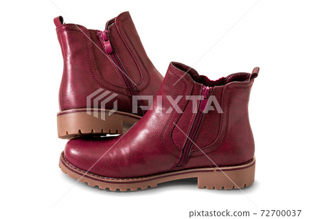 Red leather women boots 72700037
