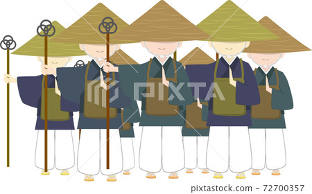 Illustration of a group of monks 72700357