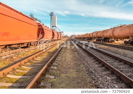 Railway with Freight Trains 72700920