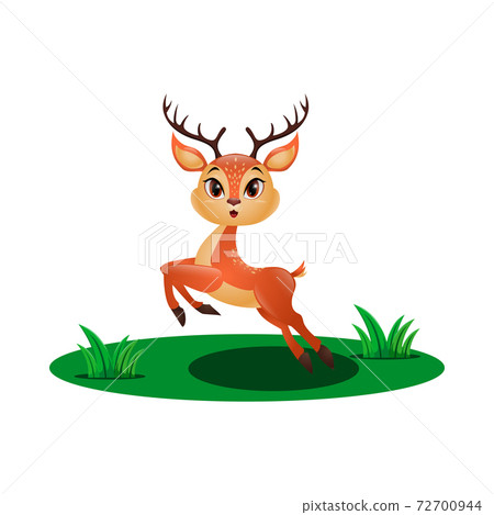 Cute little deer jumping in the grass Cute little deer jumping in the grass 72700944