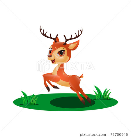 Cute little deer jumping in the grass Cute little deer jumping in the grass 72700946