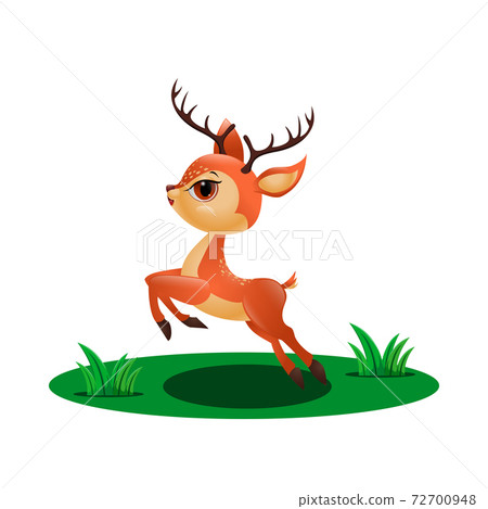 Cute little deer jumping in the grass Cute little deer jumping in the grass 72700948