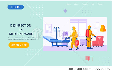 Desinfection in medicine ward landing page template with a description of the sanitary service 72702089