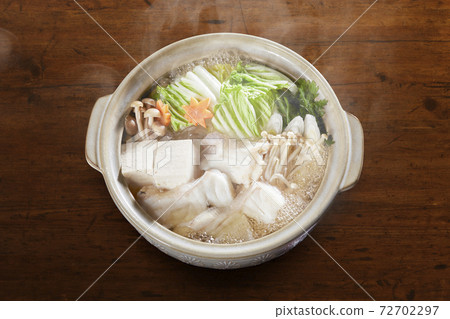 pot鍋，鳥瞰，木紋背景 72702297