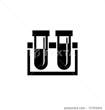 Chemical Test Tube Rack Flasks, Lab Equipment. Flat Vector Icon illustration. Simple black symbol on white background. Chemical Test Tube Rack Flasks sign design template for web and mobile UI element 72703841