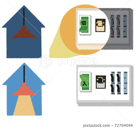 Illustration of raising a breaker that has lost power 72704094