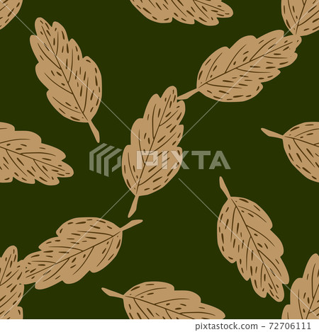 Foliage seamless random pattern with beige leaf...-插圖素材 [72706111 ...