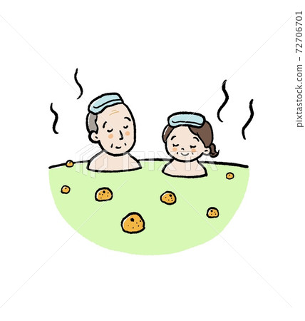 Illustration of a senior couple entering Yuzuyu 72706701