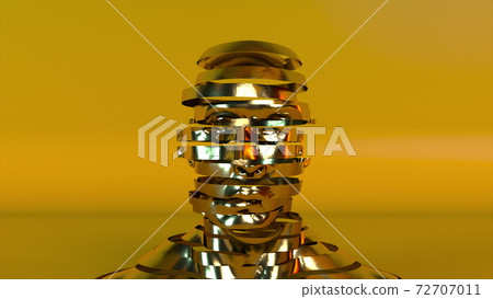 Human head and face formed by lines, 3D rendering. Computer generated background with head deformation Human head and face formed by lines, 3D rendering. Computer generated background with head deformation 72707011