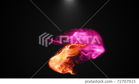Dance of concentrated colored particles, computer generated. 3d rendering abstract backdrop with fluid clouds 72707015