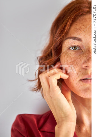 attractive cropped lady confidently looking at camera 72707105