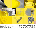 Collage of Color of the year 2021 with illuminating yellow and ultimate gray.  72707785