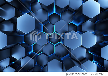 Chaotic Cubes Wall Background. Panorama with high resolution wallpaper. 3d Render Illustration 72707929