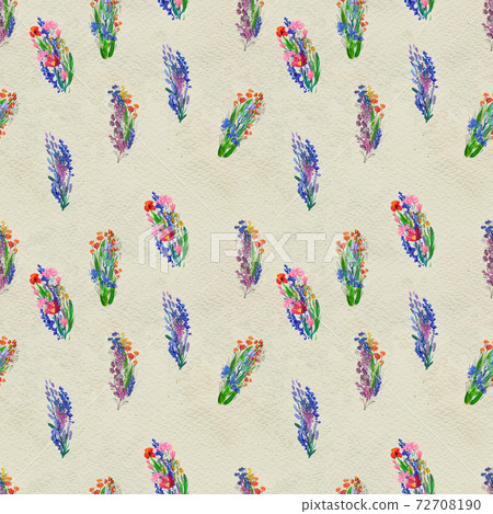 Seamless pattern with flowers. Watercolor or acrylic painting. Hand drawn floral background. Seamless pattern with flowers. Watercolor or acrylic painting. Hand drawn floral background. 72708190