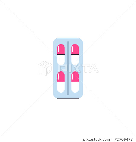 Pallet with encapsulated pills carton icon, flat vector illustration isolated. Pallet with encapsulated pills carton icon, flat vector illustration isolated. 72709478