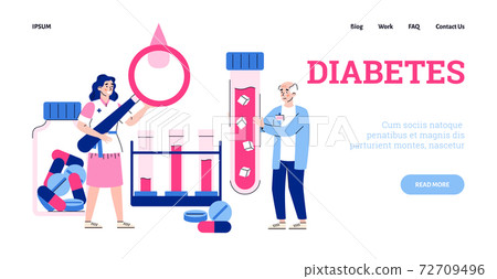 Website for diabetes clinic or test laboratory, cartoon vector illustration. 72709496