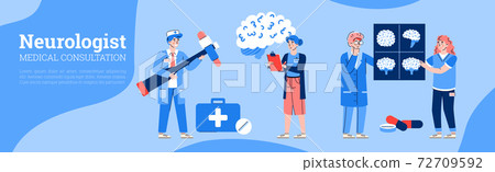 Vector banner with concept of medical diagnostic of neurology disease. 72709592