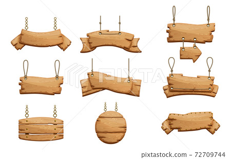 Wooden signs set. Vector 72709744