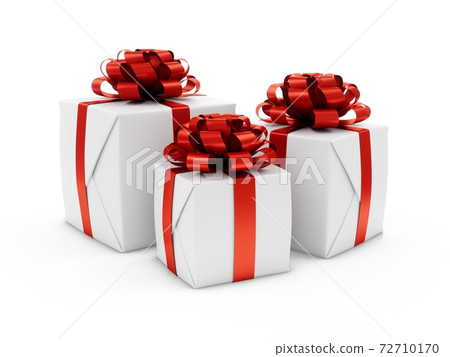 3D Rendering Three Gift Boxes on white background 3D Rendering Three Gift Boxes on white background 72710170