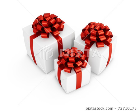 3D Rendering Three Gift Boxes on white background 3D Rendering Three Gift Boxes on white background 72710173