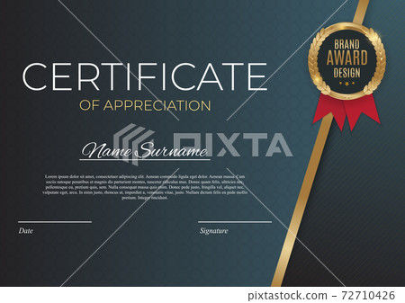 Certificate of achievement template set Background with gold badge and border. Award diploma design blank. Vector Illustration Certificate of achievement template set Background with gold badge and border. Award diploma design blank. Vector Illustration 72710426