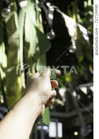 Hanging colorful fabric decorated in the garden 72710490