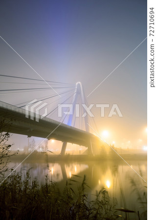 bridge over water whit fog bridge over water whit fog 72710694