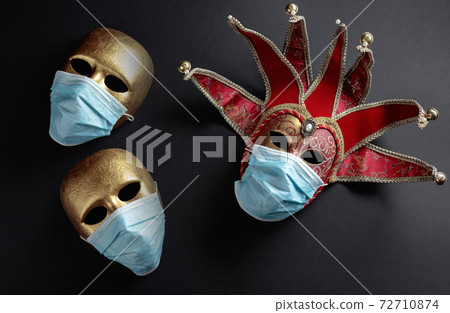 Carnival masks in protecting masks. Carnival masks in protecting masks. 72710874
