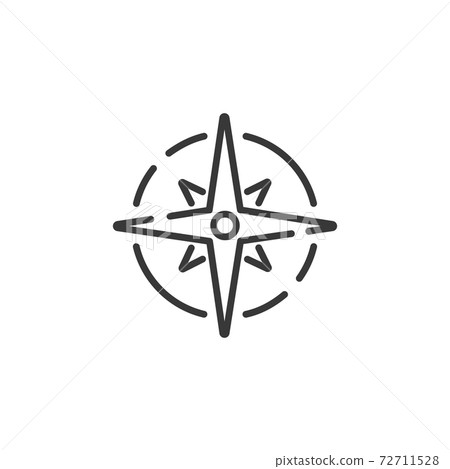 Wind rose sign thin line icon. Isolated weather vector illustration 72711528