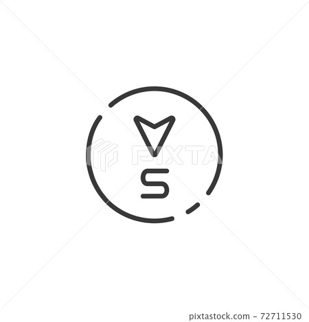 South direction thin line icon. Isolated weather vector illustration South direction thin line icon. Isolated weather vector illustration 72711530